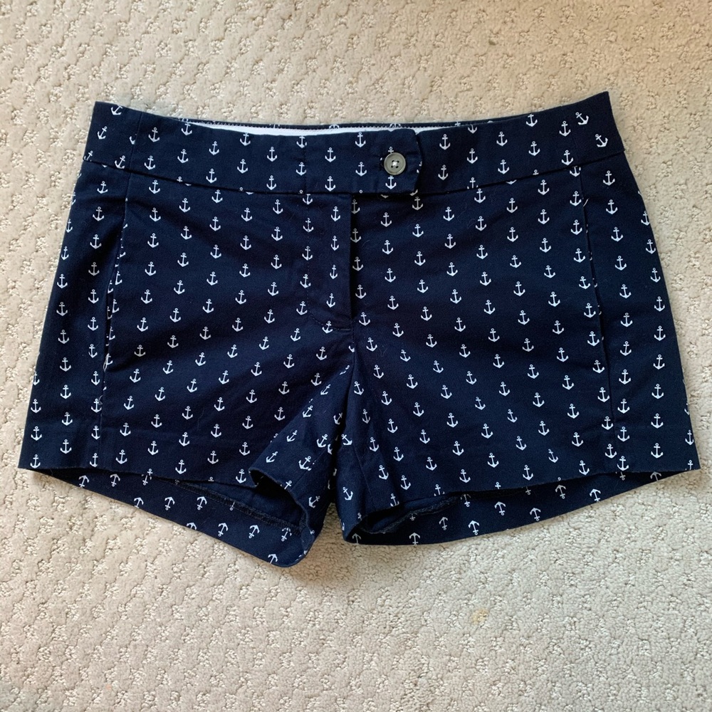 J. Crew Navy Blue Anchor Shorts 0